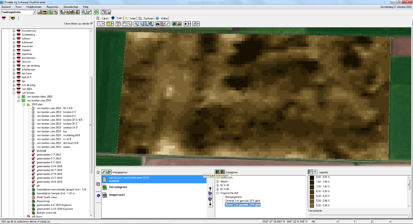 Voorbeeld Farmworks: bodemscan (organische stofgehalte) als basis