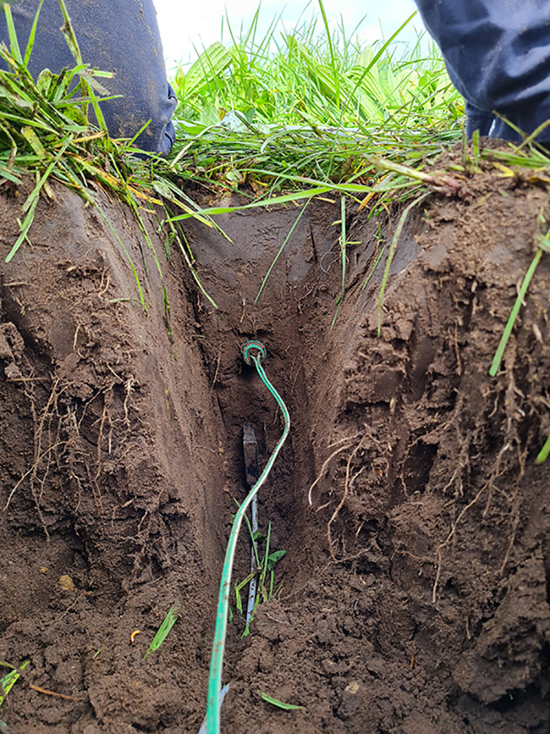 vochtsensor ingegraven in de bodem